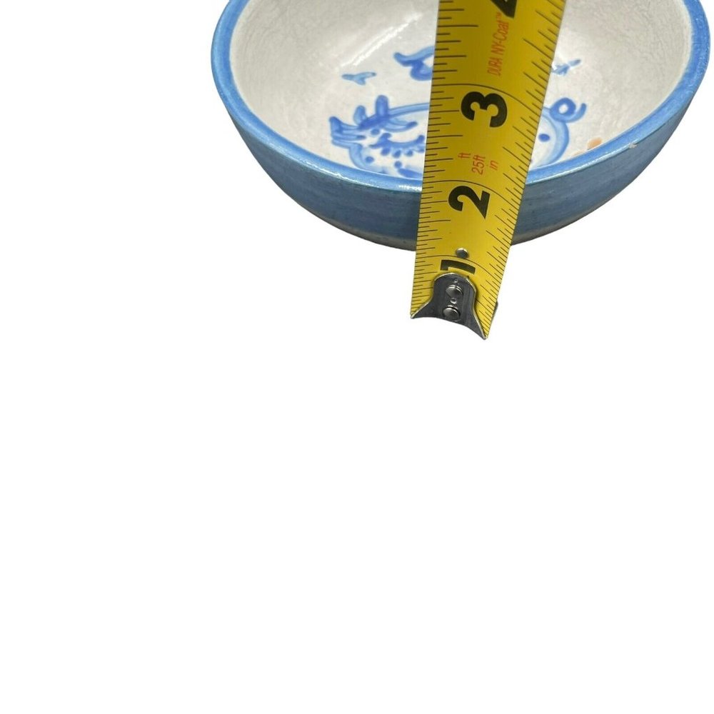 M A Hadley Pottery Cereal Bowl Pig Blue White 5.5 Inch Chip - Picture 4 of 6